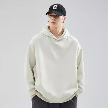 Осенний тяжелый свитер с капюшоном 30G, мужской свободный повседневный однотонный топ с длинным рукавом, молодежная модная одежда M фиолетовый