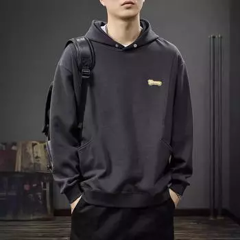 Осенний тяжелый свитер с капюшоном и множеством карманов, мужской американский ретро-вышитый топ с длинными рукавами, свободное модное повседневное пальто M абрикосовый