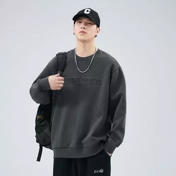 Осенний тяжелый свитер с круглым вырезом, мужской модный бренд, американский стальной штамп, свободный повседневный пуловер с длинным рукавом, простой мужской топ M