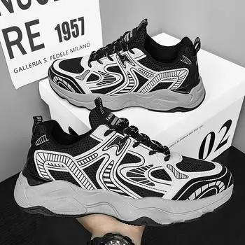 Осенний тренд мужской обуви 2024 года, четыре сезона, мужские сетчатые дышащие спортивные повседневные кроссовки для бега, модная обувь для подростков и пап 39