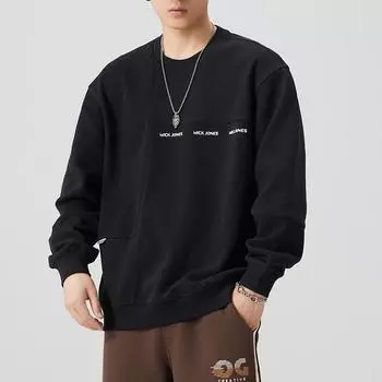 Осенний трендовый брендовый американский тяжелый свитер мужской свободный большой размер молодежный черный с круглым вырезом и длинными рукавами топ тренд M королевский синий