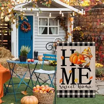 Осенний тыквенный садовый флаг, небольшой открытый дворовый флаг, осенний баннер, фермерский деревенский стиль 1