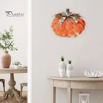 Осенний тыквенный венок, гирлянда из мешковины из тыквы с бантами, настенная вешалка для входной двери, крыльца дома, осенний декор на День благодарения 1pc