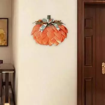 Осенний тыквенный венок, гирлянда из мешковины из тыквы с бантами, настенная вешалка для входной двери