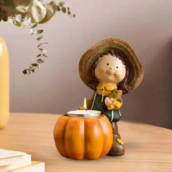 Осенний урожай, фигурка девушки из смолы, подсвечник, высота 13,5 см, украшение для дома ручной работы