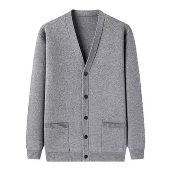 Осенний утолщенный свитер мужской кардиган пальто свободный свитер в корейском стиле папин наряд большой размер M