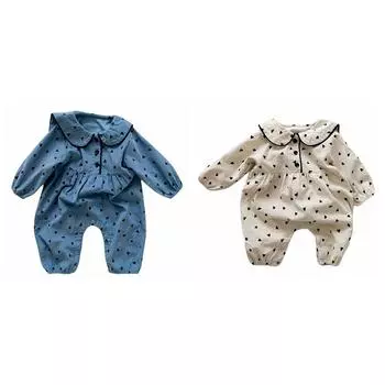 Осенний вельветовый цельный комбинезон с длинными рукавами и принтом «любовь» для девочек и круглым вырезом в стиле ретро 66 бежевый