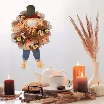Осенний венок-чучело, День благодарения, искусственный подсолнух, настенная дверь, подвесная гирлянда для помещений
