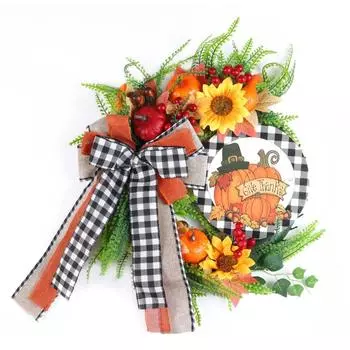 Осенний венок на входную дверь, венок из подсолнечника, гирлянда, домашний декор, гирлянда, украшение, венок из тыквы