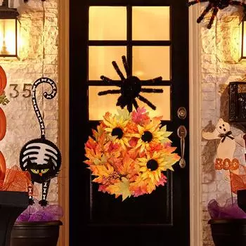 Осенний венок, подвесное украшение, украшение на День благодарения, урожай, осенняя гирлянда для Хэллоуина, окна, праздника, фермерского дома, стены оранжевый