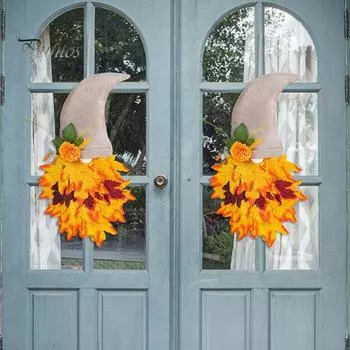 Осенний венок, входная дверь, безликий гном, подвеска, искусственный кленовый лист, настенный декор для украшения урожая на День благодарения, фермерский дом A