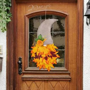 Осенний венок, входная дверь, безликий гном, подвеска, искусственный кленовый лист, настенный декор для украшения урожая на День благодарения, фермерский дом A