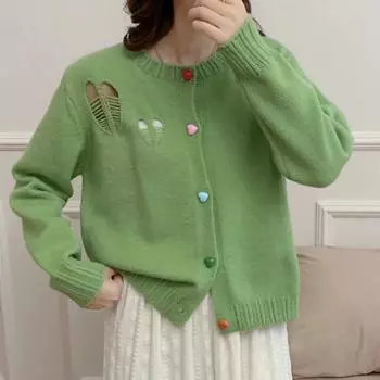 Осенний винтажный милый полый вязаный кардиган свитер для женщин модный зимний однотонный повседневный женский кардиган элегантный женский свитер на пуговицах 24823 S белый