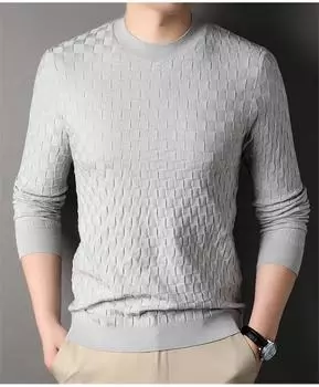 Осенний вязаный свитер мужской повседневный круглый вырез средней теплоты премиум трендовый свитер мужская одежда M белый