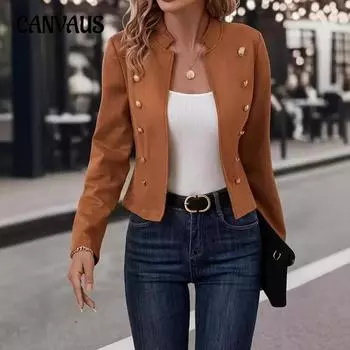 Осенний женский кардиган костюм с несколькими пуговицами и воротником-стойкой модная куртка S чёрный