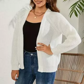 Осенний женский кардиган однотонный свитер женская куртка вязаный свитер кардиган S чёрный