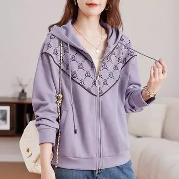 Осенний женский кардиган с капюшоном, тонкая свободная повседневная толстовка M темно-коричневого