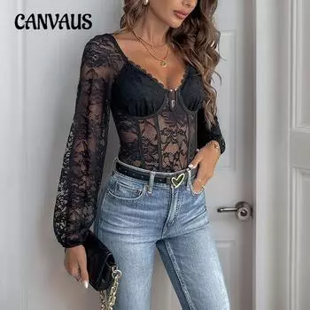 Осенний женский комбинезон, сексуальный, с V-образным вырезом, кружевной, с накладными полосками, однотонный боди S чёрный