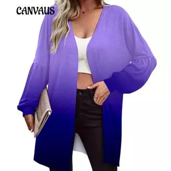 Осенний женский модный кардиган больших размеров с длинным рукавом и принтом, вязаная куртка