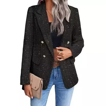 Осенний женский модный повседневный костюм с длинным рукавом, тонкий удобный кардиган, пальто M чёрный