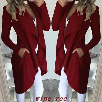 Осенний женский плащ, однотонный кардиган, ветровка, верхняя одежда, асимметричный воротник с лацканами, куртка 4XL слоновая кость