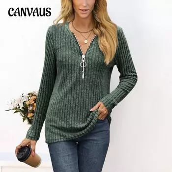 Осенний женский повседневный топ с длинным рукавом на молнии и шнурке S чёрный