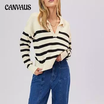 Осенний женский ретро-свитер с V-образным вырезом и свободными лацканами S зелёный