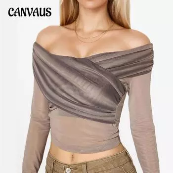 Осенний женский сексуальный повседневный пуловер с одним вырезом и длинными рукавами в стиле тай-дай S серый