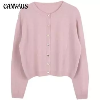 Осенний женский свитер, мягкий липкий вязаный кардиган на пуговицах с сердечками и ветром, топ One Size белый