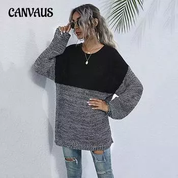 Осенний женский свитер ярких цветов с круглым вырезом, внутренний вязаный свитер с длинными рукавами, средний длинный топ S хаки