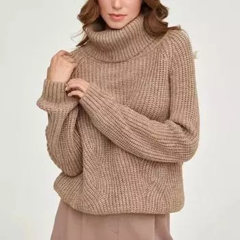 Осенний женский свитер с воротником, зимняя мода, офисный женский теплый свободный вязаный топ, однотонный повседневный трикотаж 30400 S зелёный