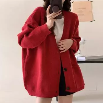 Осенний женский свитер, вязаные базовые модные топы, футболки с карманами, кардиган с длинным рукавом, корейская рубашка, свободная повседневная одежда, тонкое пальто