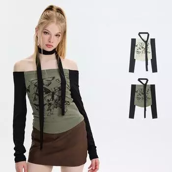 Осенний женский тонкий галстук с длинным рукавом и вырезом на одно плечо, подходящий к любому случаю L белый