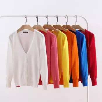 Осенний женский тонкий свитер, женский вязаный свитер, кардиган, шаль, короткое пальто с длинным рукавом и v-образным вырезом L чёрный