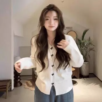 Осенний женский вязаный свитер больших размеров с V-образным вырезом: Узкий, свободный, шикарный и повседневный топ с длинными рукавами L красный