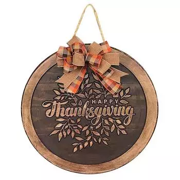 Осенний знак Дня благодарения для входной двери с бантом ручной работы