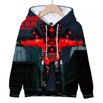 Осенняя 3D-игра Skibidi Toilet Printing Hoodies для мужчин и детей Fashion Streetwear Hooded Sweatshirts Harajuku Cool Clothing 100CM