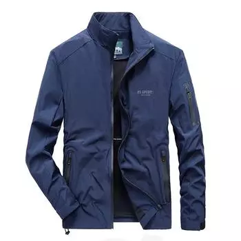 Осенняя эластичная свободная куртка-стойка большого размера для мужчин, многофункциональная куртка для зарядки инструментов M синий