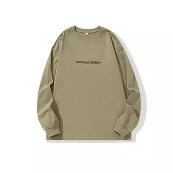 Осенняя американская футболка с длинными рукавами из плотного хлопка, мужская свободная рубашка большого размера с модным фирменным принтом, повседневный свитер M белый