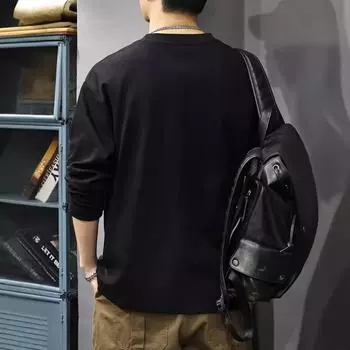 Осенняя американская модная брендовая мужская футболка с длинными рукавами, свободная рубашка с круглым вырезом, повседневный свитер M