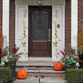 Осенняя белая кленовая лоза, простой в уходе декор для сбора урожая, уникальный дизайн из ротанга на День благодарения, аксессуары для Хэллоуина C