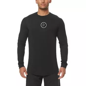 Осенняя быстросохнущая дышащая футболка с круглым вырезом «Do The Work», спортивная повседневная модная простая футболка с высокой эластичной нижней частью с буквенным принтом M чёрный