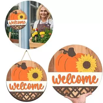 Осенняя декоративная табличка на дверь, деревянная подвесная табличка на дверь, подходит для украшения стены входной двери дома One Size