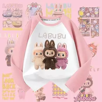 Осенняя детская футболка с длинным рукавом из чистого хлопка, повседневная футболка для девочек 100