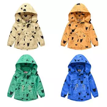 Осенняя детская куртка-ветровка с капюшоном и милым принтом для мальчиков, детская куртка для спешки, красивая куртка для мальчиков 100cm