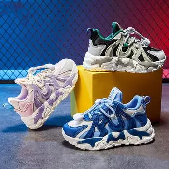 Осенняя детская обувь Hobby Bear, кроссовки для мальчиков, кроссовки для девочек, кожаный верх 27 чёрный