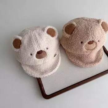 Осенняя детская шапка универсальная милая шапка с утконосом из овечьего меха для улицы, ветрозащитная теплая детская шапка, удобная солнцезащитная шапка для девочек One Size хаки