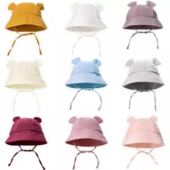 Осенняя детская шляпа от солнца для детей от 6 до 12 месяцев, детская уличная пляжная шапка с кроличьими ушками, панама для мальчиков и девочек, пляжная панама унисекс, шляпа-ведро белый