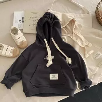 Осенняя детская толстовка с капюшоном для мальчиков и девочек, толстовки, детский пуловер с капюшоном, пальто 130cm серый