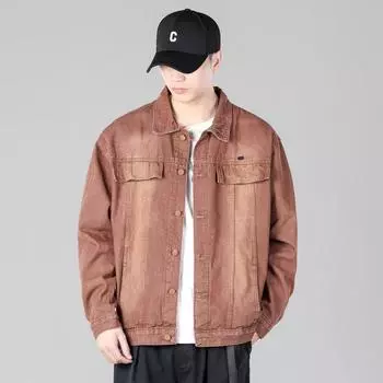 Осенняя джинсовая куртка в стиле ретро в стиле Гонконга, мужская свободная модная красивая универсальная куртка в стиле ретро M чёрный